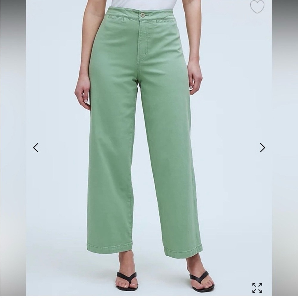 Madewell Light Sage Wide-Leg Cropped Pants